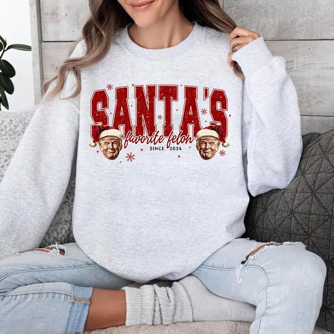Trump Santa'S Favorite Felon MAGA 2024 Republican - Adult & Kids T-Shirts, Sweatshirts & Hoodies apparel design preview 1