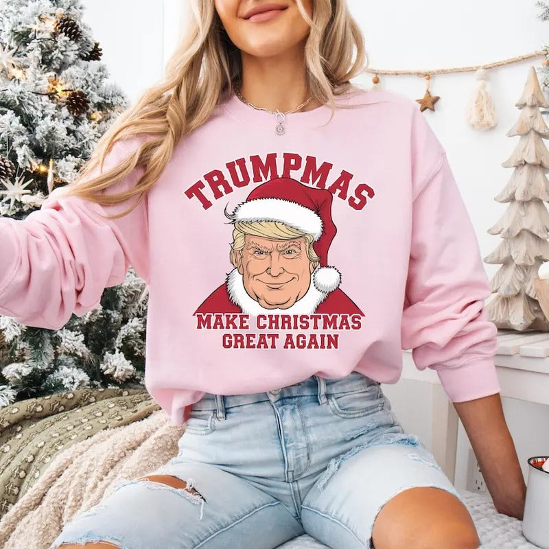 Trump Republican Santa Donald Funny Xmas - Adult & Kids T-Shirts, Sweatshirts & Hoodies apparel design preview 1