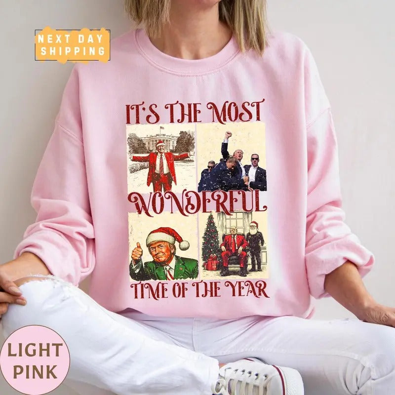 Trump Funny 2024 Nation Xmas Patriotic Support Cotton - Adult & Kids T-Shirts, Sweatshirts & Hoodies apparel design preview 1
