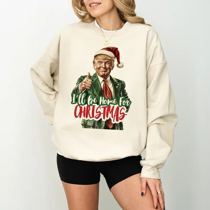 Trump I'Ll Be Home Humorous Republican Santa - Adult & Kids T-Shirts, Sweatshirts & Hoodies apparel design preview 1