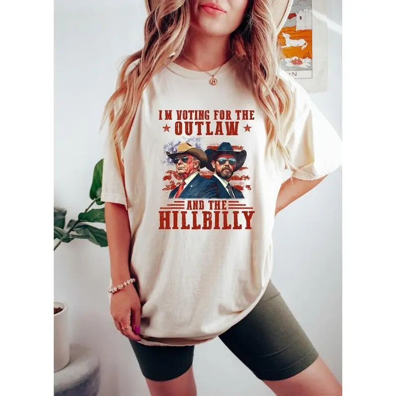 Trump I'M Voting Outlaw Hillbilly Vance Ridin Donald - Adult & Kids T-Shirts, Sweatshirts & Hoodies apparel design preview 1