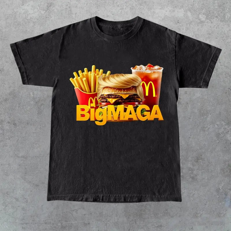 Trump McDonalds Big Maga Fan Her Him - Adult & Kids T-Shirts, Sweatshirts & Hoodies apparel design preview 1