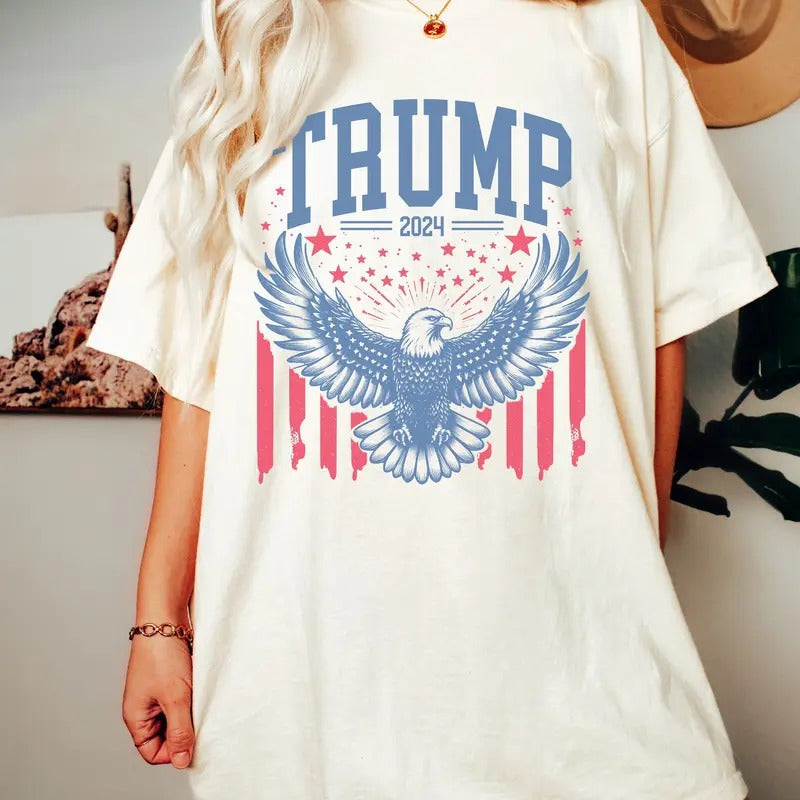 Trump American Flag Pro America 2024 Republican MAGA - Adult & Kids T-Shirts, Sweatshirts & Hoodies apparel design preview 1
