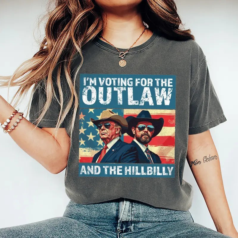 Trump I'M Voting Outlaw Hillbilly 2024 Vance - Adult & Kids T-Shirts, Sweatshirts & Hoodies apparel design preview 1