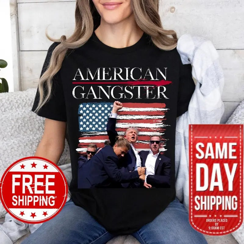 Trump Shot 2024 Republican President Shotstyle{N002}2 - Adult & Kids T-Shirts, Sweatshirts & Hoodies apparel design preview 1