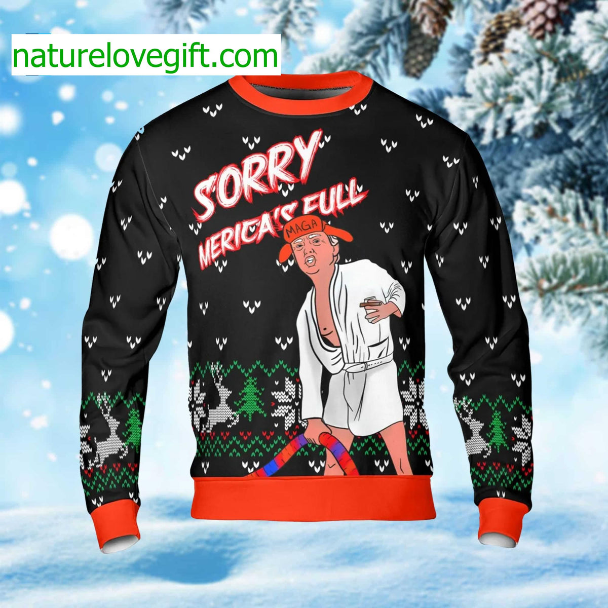 Trump Sorry Merica’s Full Ugly Christmas Sweater - Holiday Gift product image