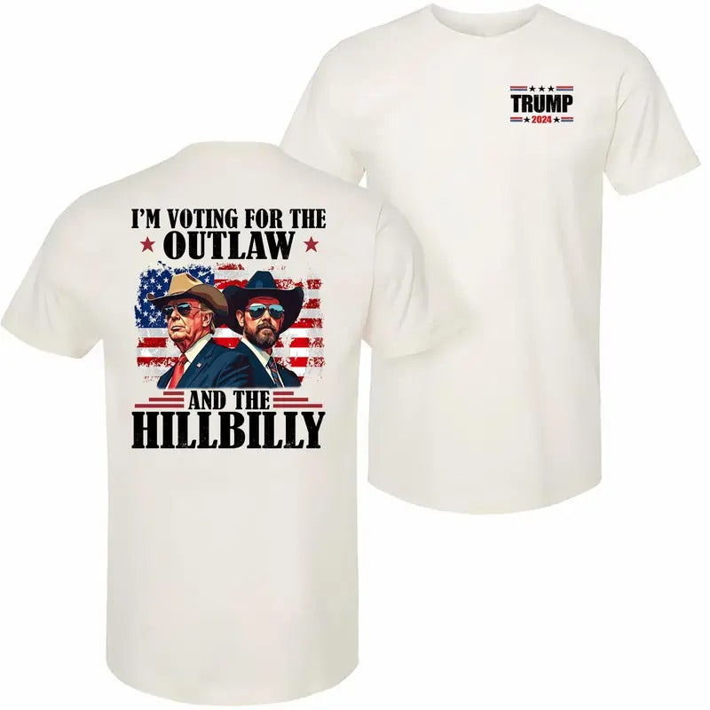 Trump I'M Voting Outlaw Hillbilly 2024 Republican - Adult & Kids T-Shirts, Sweatshirts & Hoodies apparel design preview 1