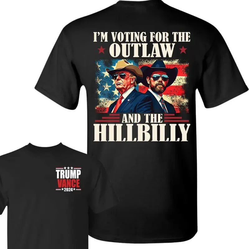 Trump Vance Outlaw Hillbilly 2024 Cowboy Dream Team - Adult & Kids T-Shirts, Sweatshirts & Hoodies apparel design preview 1