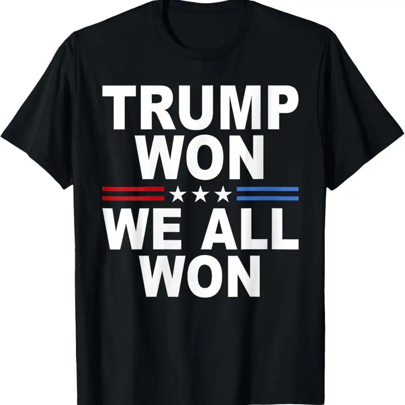 Trump Won We All 2024 USA Flag - Adult & Kids T-Shirts, Sweatshirts & Hoodies apparel design preview 1