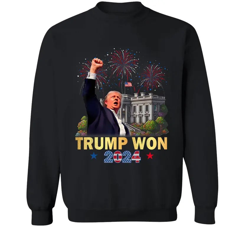 Trump Won 2024 Celebrate 47th President Victory - Adult & Kids T-Shirts, Sweatshirts & Hoodies apparel design preview 1