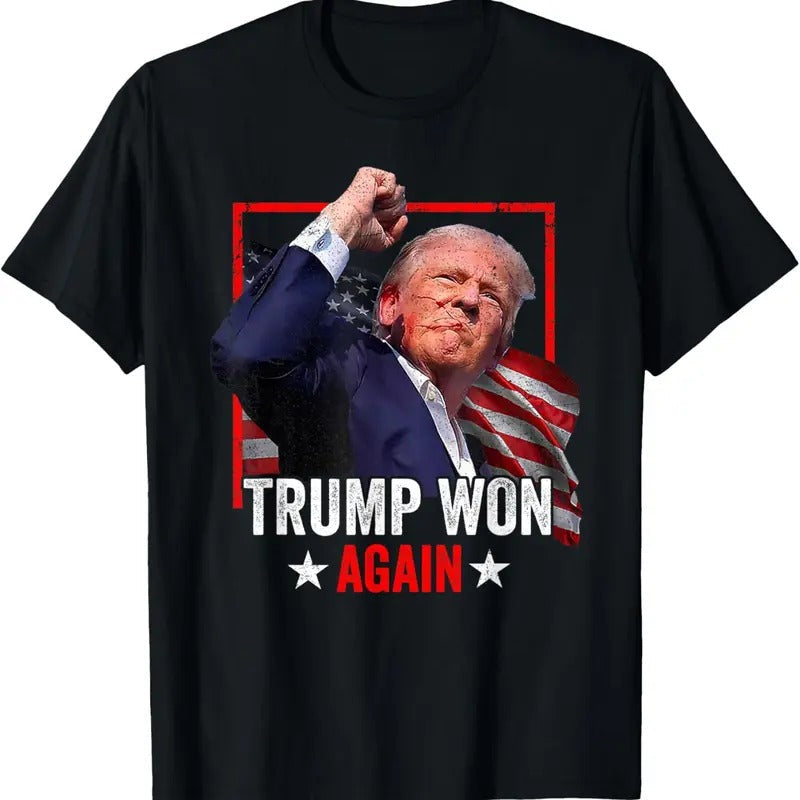 Trump Won Again 2024 Election President 47 Th - Adult & Kids T-Shirts, Sweatshirts & Hoodies apparel design preview 1