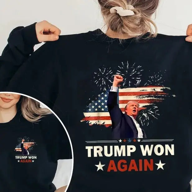 Trump Won Again Election 2024 Republican 47th - Adult & Kids T-Shirts, Sweatshirts & Hoodies apparel design preview 1