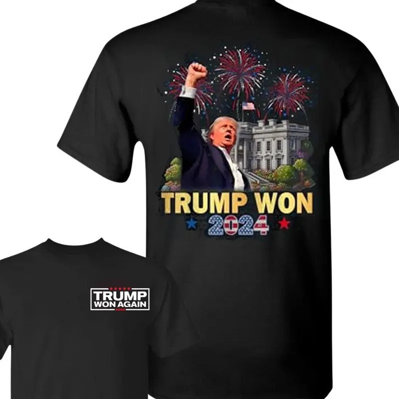 Trump Won Again 2024 President 47th White House Get - Adult & Kids T-Shirts, Sweatshirts & Hoodies apparel design preview 1