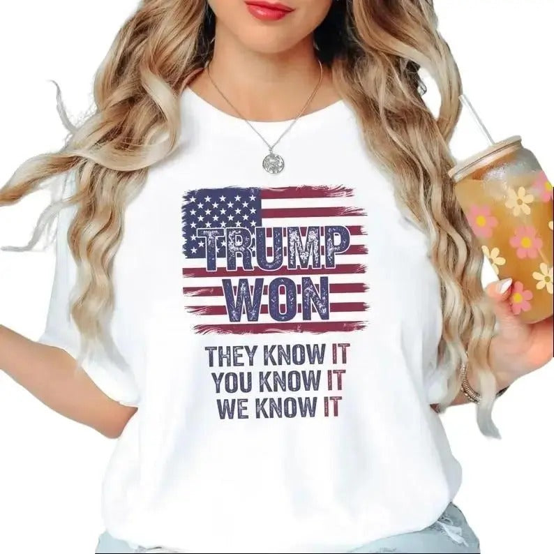 Trump Won Again Election Make America Great Top - Adult & Kids T-Shirts, Sweatshirts & Hoodies apparel design preview 1