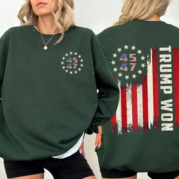 Trump Won After Election 2024 Make America Great - Adult & Kids T-Shirts, Sweatshirts & Hoodies apparel design preview 1