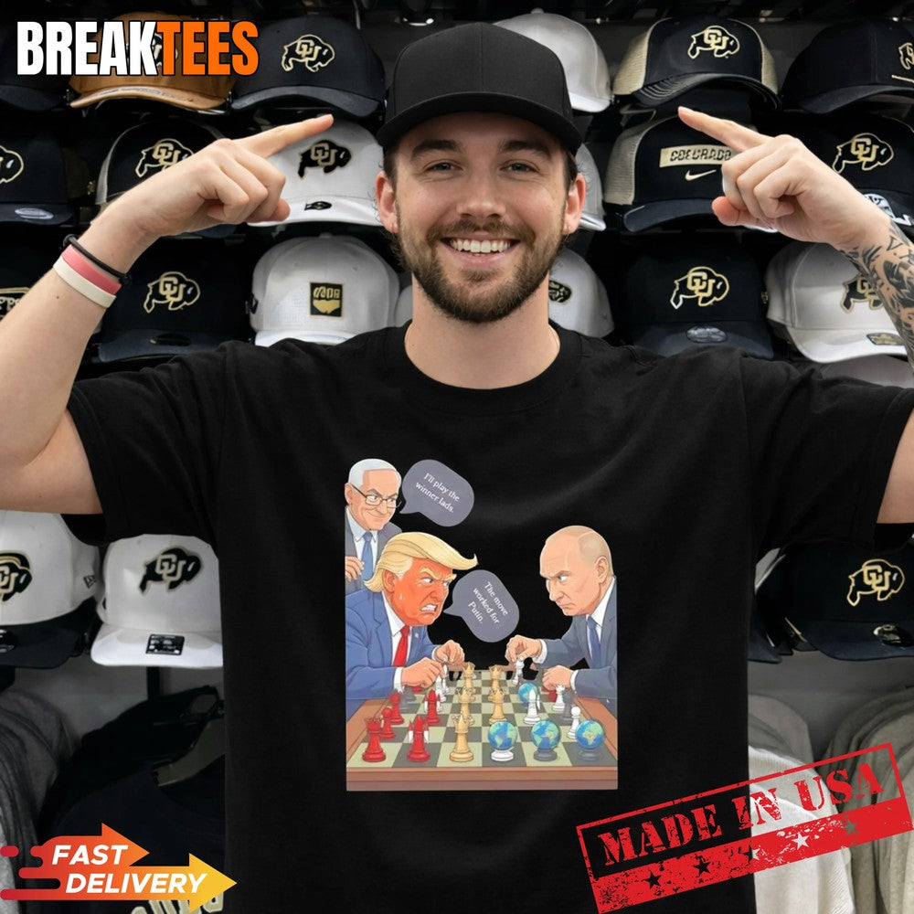 Trump and Putin political chess world leaders cartoon - Adult & Kids T-Shirts, Sweatshirts & Hoodies apparel design preview 1