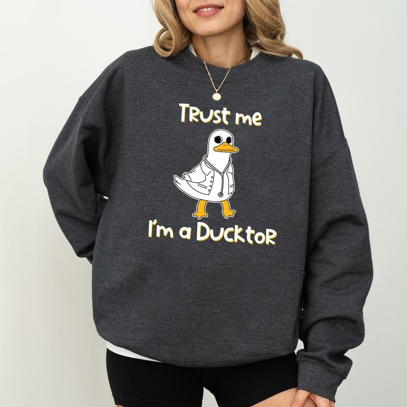 Trust Me I'M Ducktor PhD Doctoral Duck Doctorate Cute - Adult & Kids T-Shirts, Sweatshirts & Hoodies apparel design preview 1