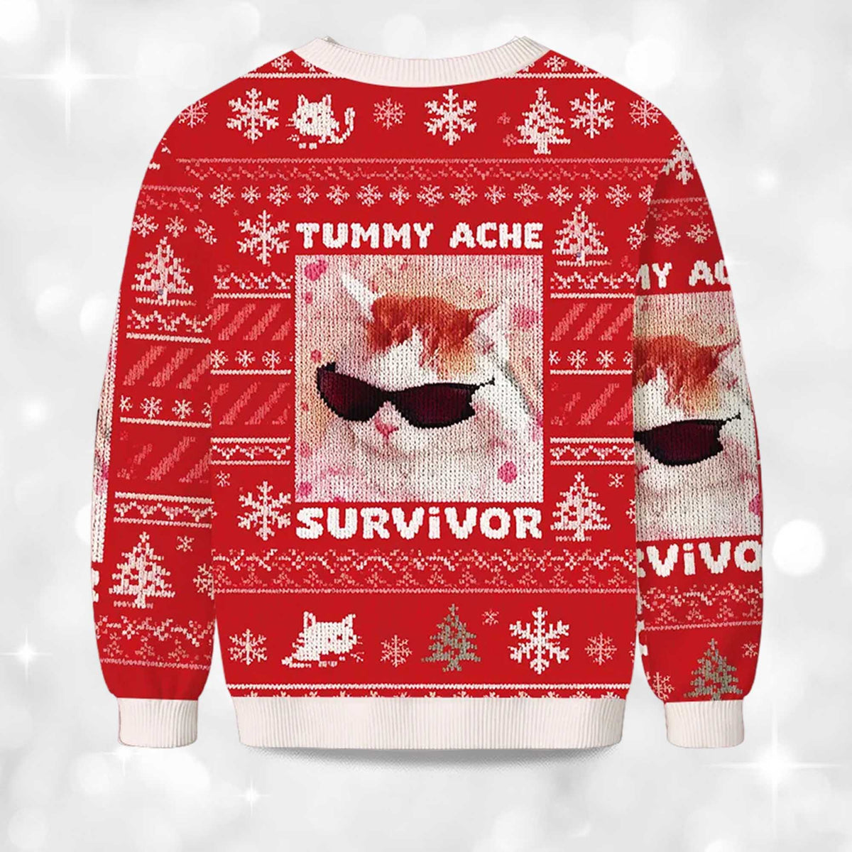 Tummy Ache Survivor Funny Cat Ugly Christmas Sweater - Holiday Gift product image 4