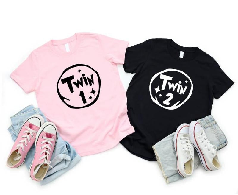 Twin 1 2 Matching Sibling One Two Cute Sister Brother - Adult & Kids T-Shirts, Sweatshirts & Hoodies apparel design preview 1