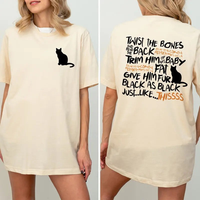 Twist Bones Halloween Cat Black Funny Spooky Season - Adult & Kids T-Shirts, Sweatshirts & Hoodies apparel design preview 1