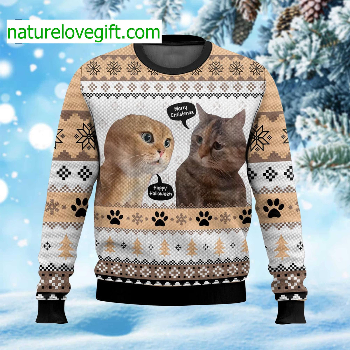 Two Cats Talking Meme Ugly Christmas Sweater - Holiday Gift product image