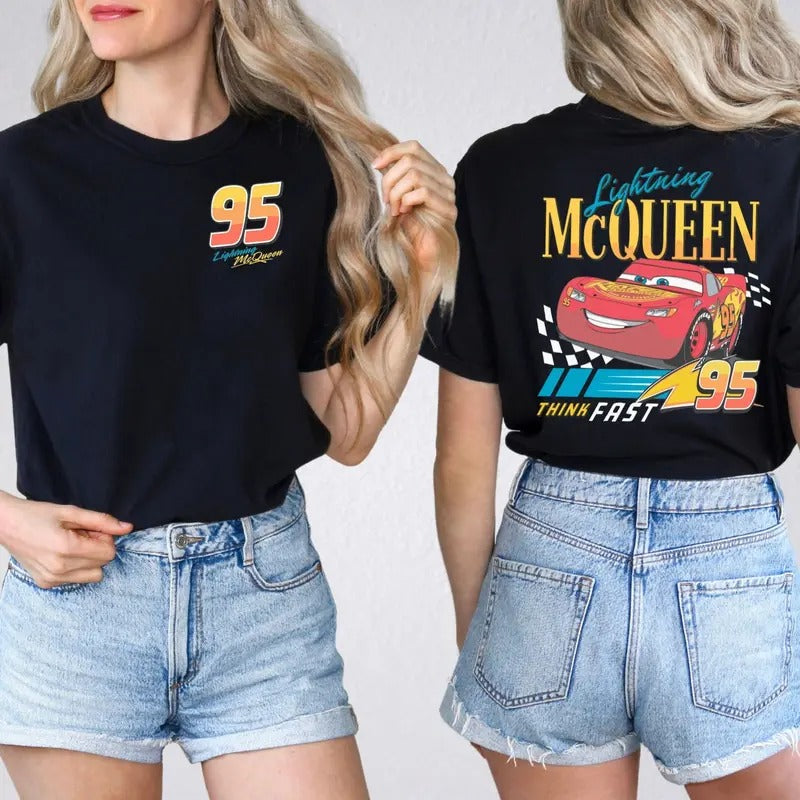 Two Sides Retro Cars Lightning 95 Piston Cup Comfort - Adult & Kids T-Shirts, Sweatshirts & Hoodies apparel design preview 1