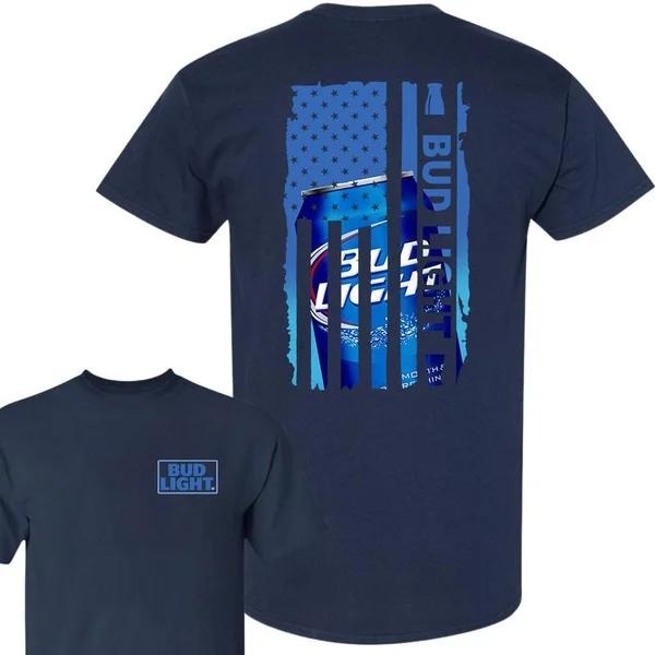 Two Sided Bud Light American Flag Funny Summer - Adult & Kids T-Shirts, Sweatshirts & Hoodies apparel design preview 1