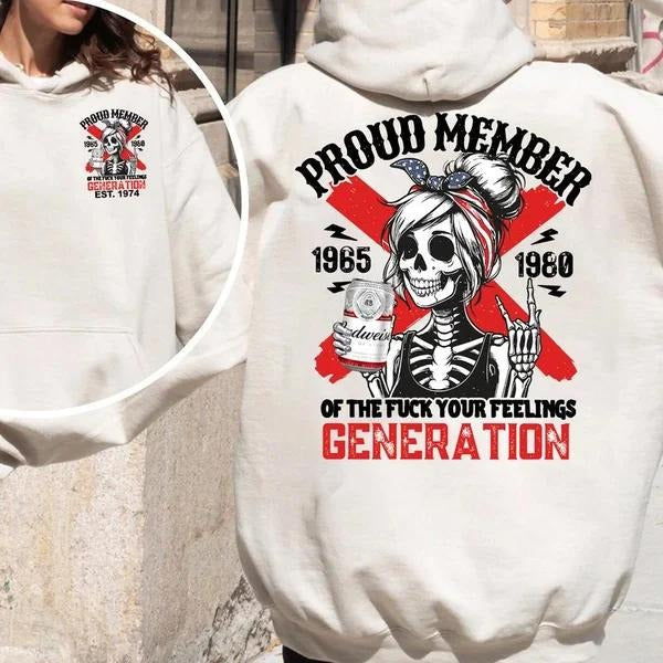 Two Sided Customize Gen X Beers Skull Proud Member - Adult & Kids T-Shirts, Sweatshirts & Hoodies apparel design preview 1