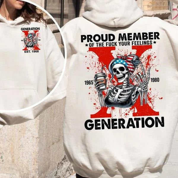 Two Sided Customize Gen X Coffee Proud Member Fck - Adult & Kids T-Shirts, Sweatshirts & Hoodies apparel design preview 1