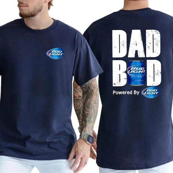 Two Sided Dad Bob Powered Bud Light Papa Funny Summer - Adult & Kids T-Shirts, Sweatshirts & Hoodies apparel design preview 1