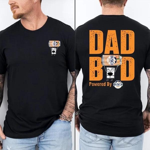 Two Sided Dad Bob Powered Busch Light Peach Doodlebob - Adult & Kids T-Shirts, Sweatshirts & Hoodies apparel design preview 1