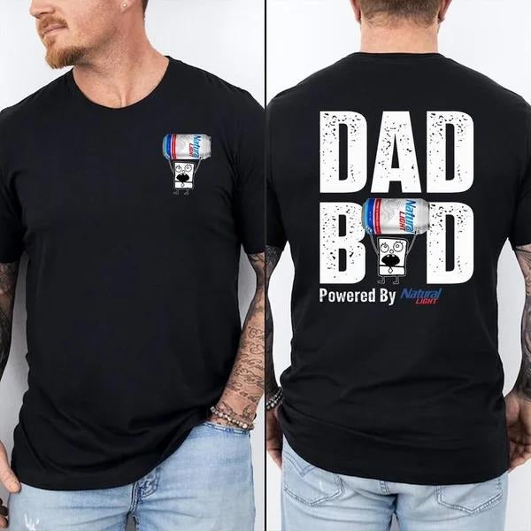 Two Sided Dad Bob Powered Natural Light Doodlebob - Adult & Kids T-Shirts, Sweatshirts & Hoodies apparel design preview 1
