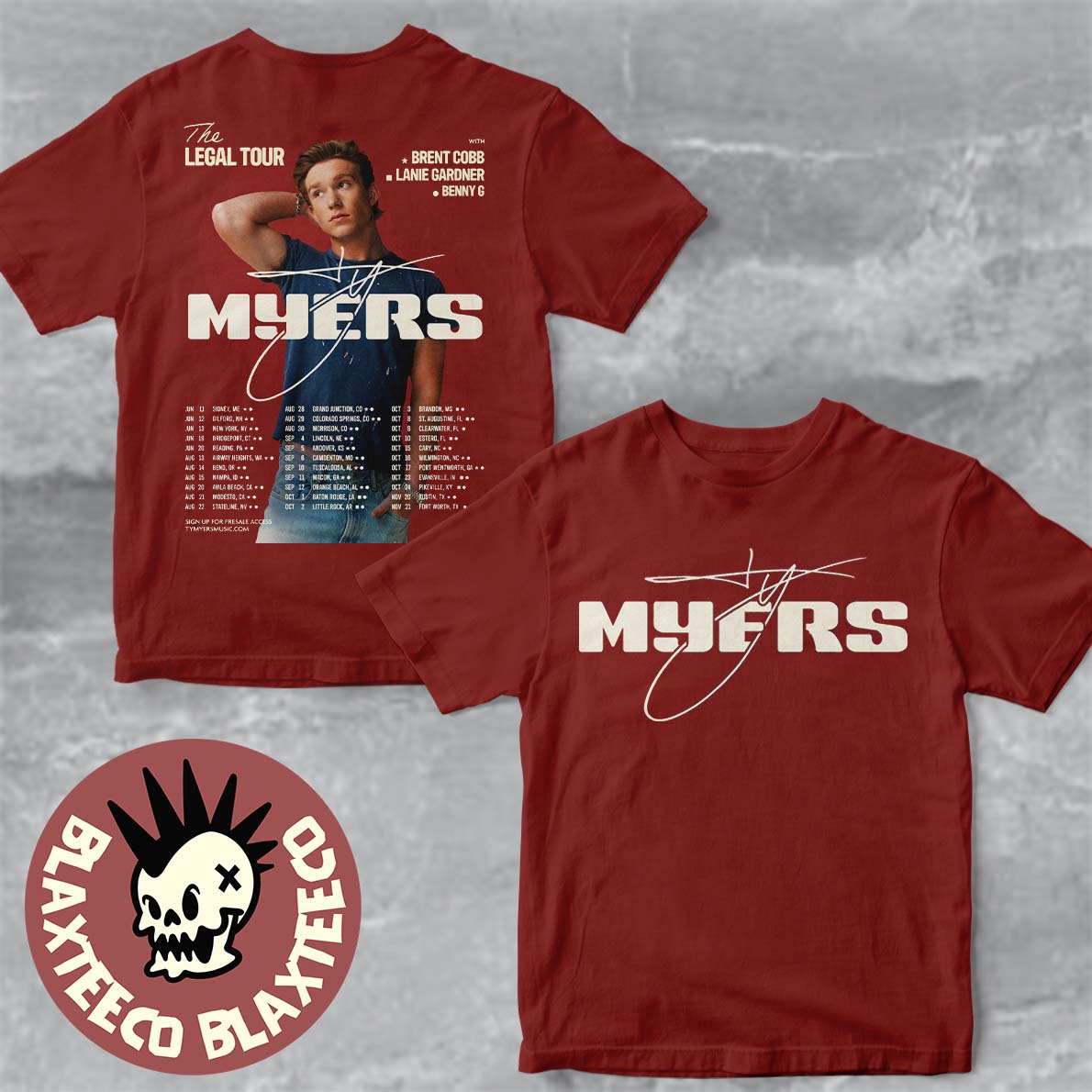 Ty Myers The Legal Tour 2026 North America City Dates - Adult & Kids T-Shirts, Sweatshirts & Hoodies apparel design preview 1