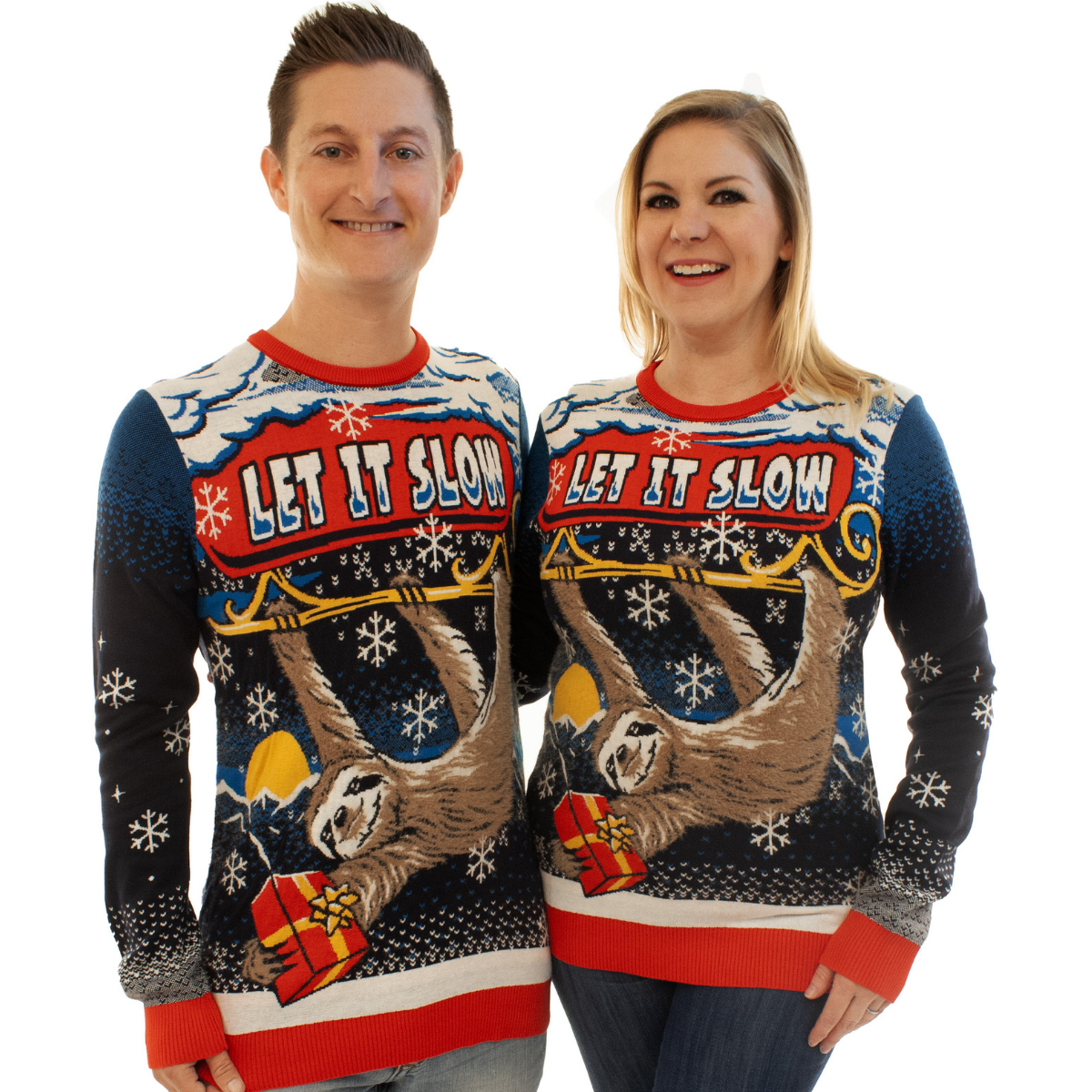 Let It Slow Sloth | For Men & Women | Unisex Sizing Ugly Christmas Sweater - Holiday Gift product image