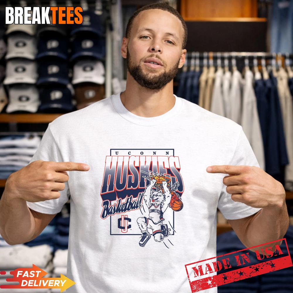UConn Huskies Basketball Slam Dunk Jonathan - Adult & Kids T-Shirts, Sweatshirts & Hoodies apparel design preview 1