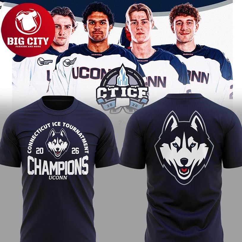 UConn Huskies Connecticut Ice Tournament Champions - Adult & Kids T-Shirts, Sweatshirts & Hoodies apparel design preview 1