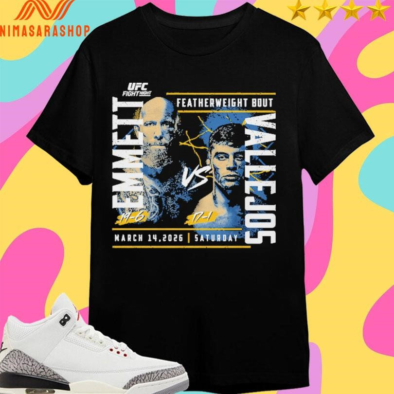UFC Fight Night 2026 Emmett Vs Vallejos Featherweight - Adult & Kids T-Shirts, Sweatshirts & Hoodies apparel design preview 1