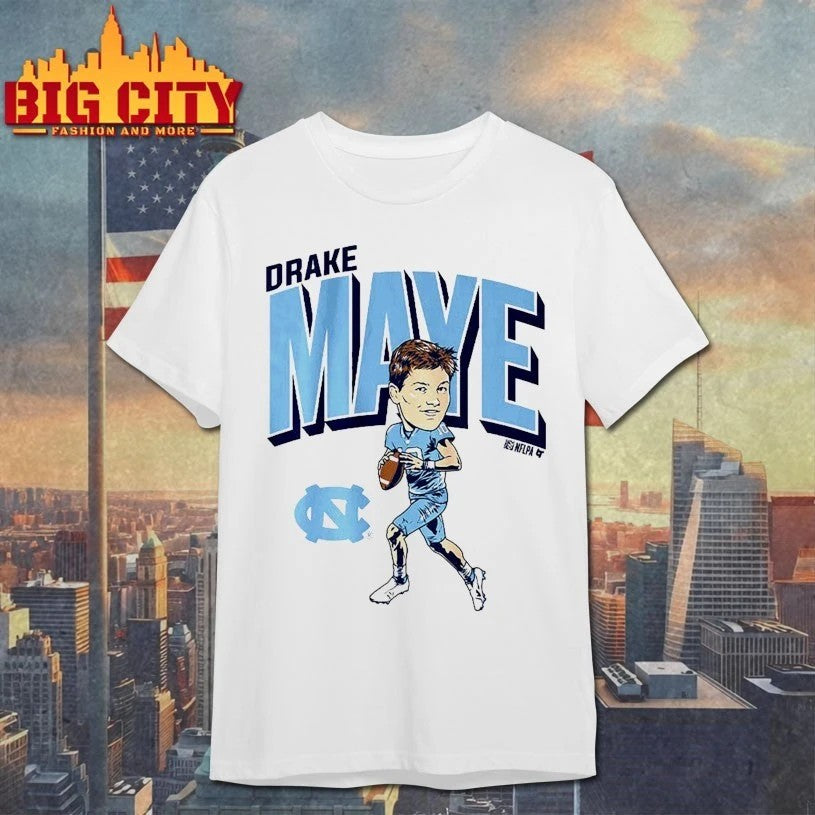 UNC Football Drake Maye Pro Caricature - Adult & Kids T-Shirts, Sweatshirts & Hoodies apparel design preview 1