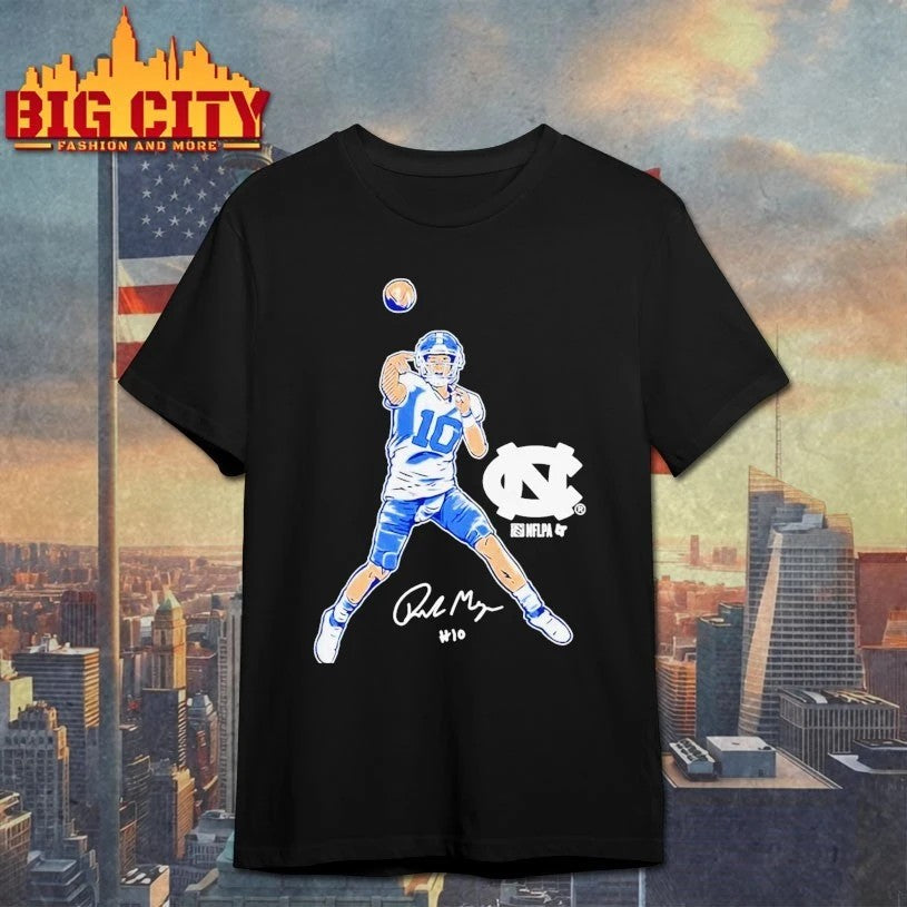 UNC Football Drake Maye Pro Pose signature - Adult & Kids T-Shirts, Sweatshirts & Hoodies apparel design preview 1