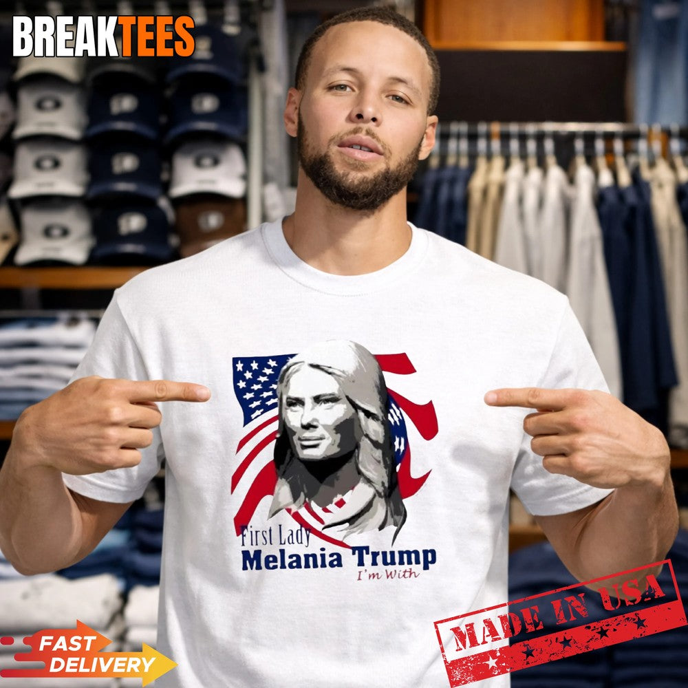 US First Lady Melania Trump Raf Collection Flag - Adult & Kids T-Shirts, Sweatshirts & Hoodies apparel design preview 1