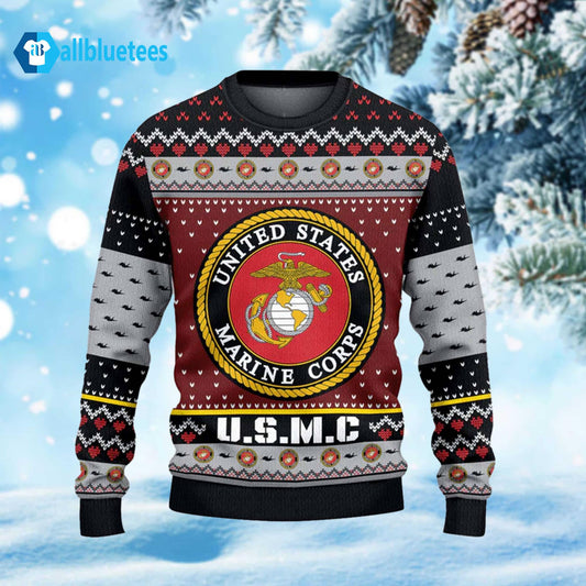 US Marine 250th Years Of Service Ugly Christmas Sweater - Holiday Gift product image