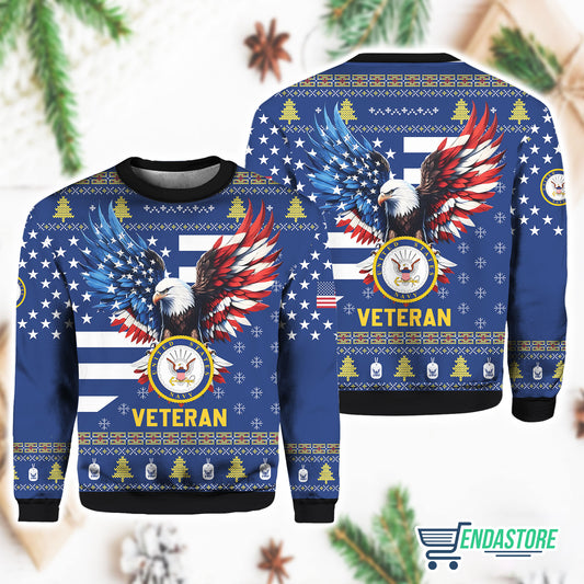 US NAVY 250th Years Of Service Veteran 3D Ugly Christmas Sweater - Holiday Gift product image