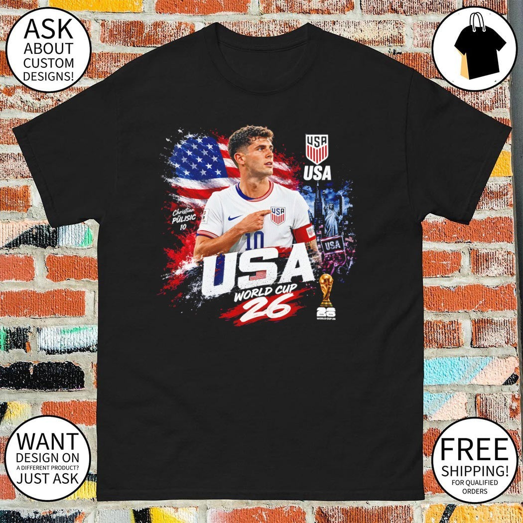 USA Christian Pulisic World Cup 26 - Adult & Kids T-Shirts, Sweatshirts & Hoodies apparel design preview 1