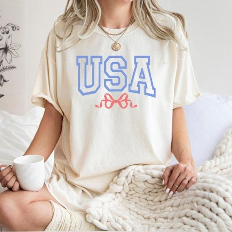 USA Coquette Bow 4th July Independence Day - Adult & Kids T-Shirts, Sweatshirts & Hoodies apparel design preview 1