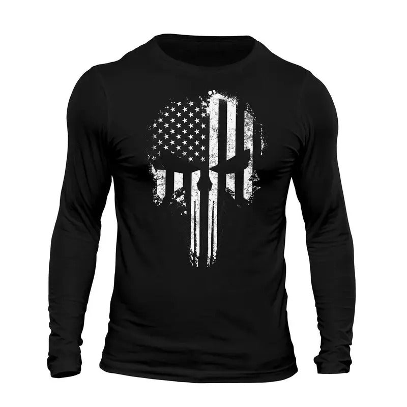 USA Flag Tactical B&W Skull Casual Classic - Adult & Kids T-Shirts, Sweatshirts & Hoodies apparel design preview 1