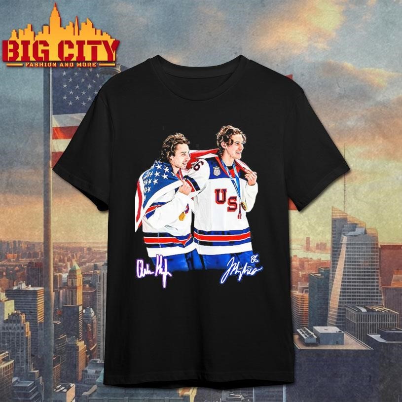 USA Gold Medal Hockey Champion Jack Hughes Quinn - Adult & Kids T-Shirts, Sweatshirts & Hoodies apparel design preview 1