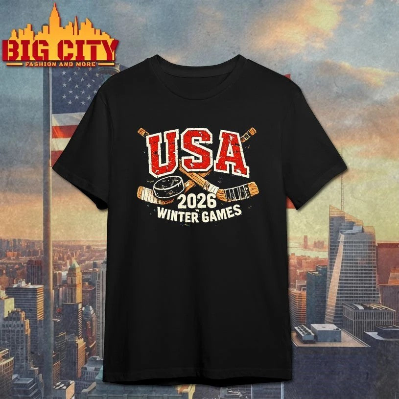 USA Hockey 2026 Winter Games vintage - Adult & Kids T-Shirts, Sweatshirts & Hoodies apparel design preview 1