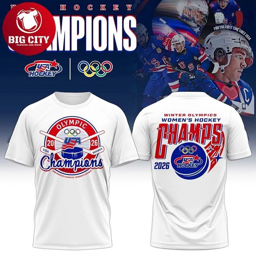 USA Hockey 2026 Women Olympic Champs Limited Edition - Adult & Kids T-Shirts, Sweatshirts & Hoodies apparel design preview 1