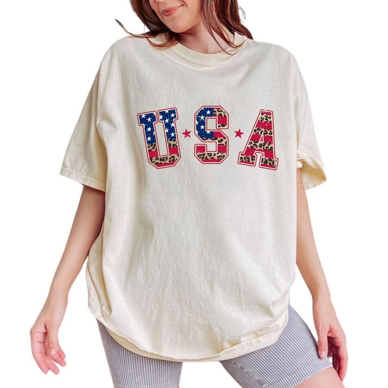 USA Leopard America 4th July Printed Tops Vintage - Adult & Kids T-Shirts, Sweatshirts & Hoodies apparel design preview 1