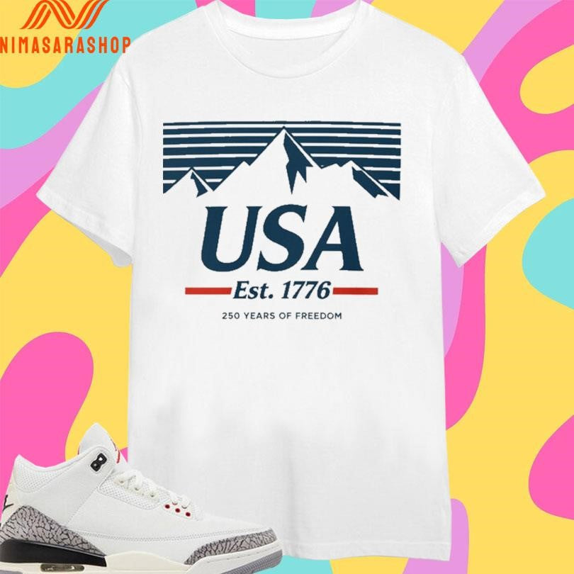 USA Mountains Est 1776 250 Years Of Freedom - Adult & Kids T-Shirts, Sweatshirts & Hoodies apparel design preview 1